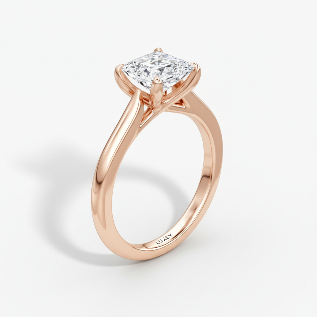 Princess Rose Gold - Angled View with LUXEY shank