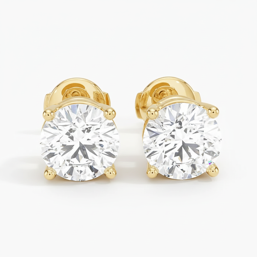 Yellow Gold Studs View 3