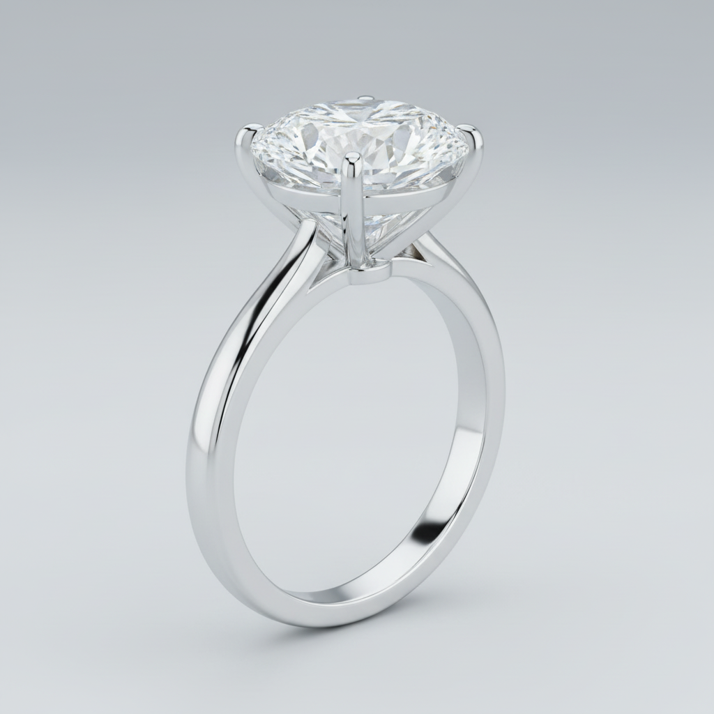 Oval 14k White Gold - Angled