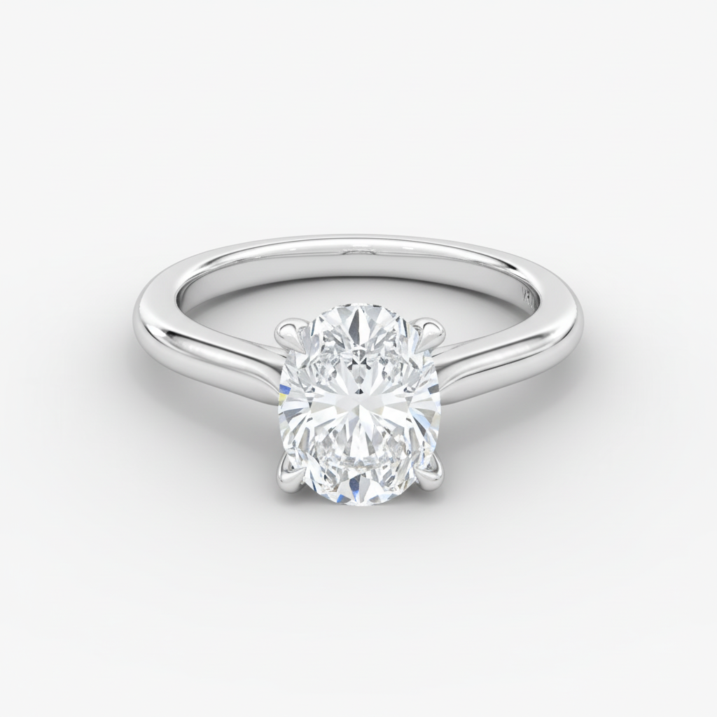 Oval 14k White Gold - Front