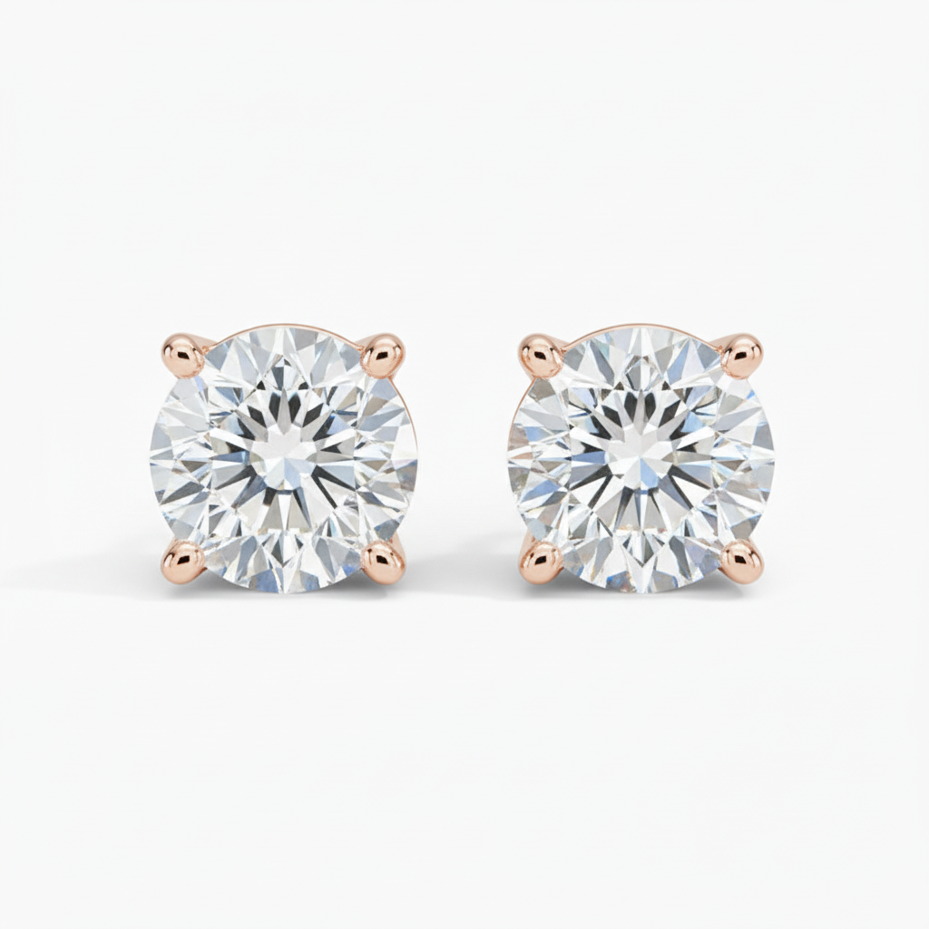 Rose Gold Studs View 2