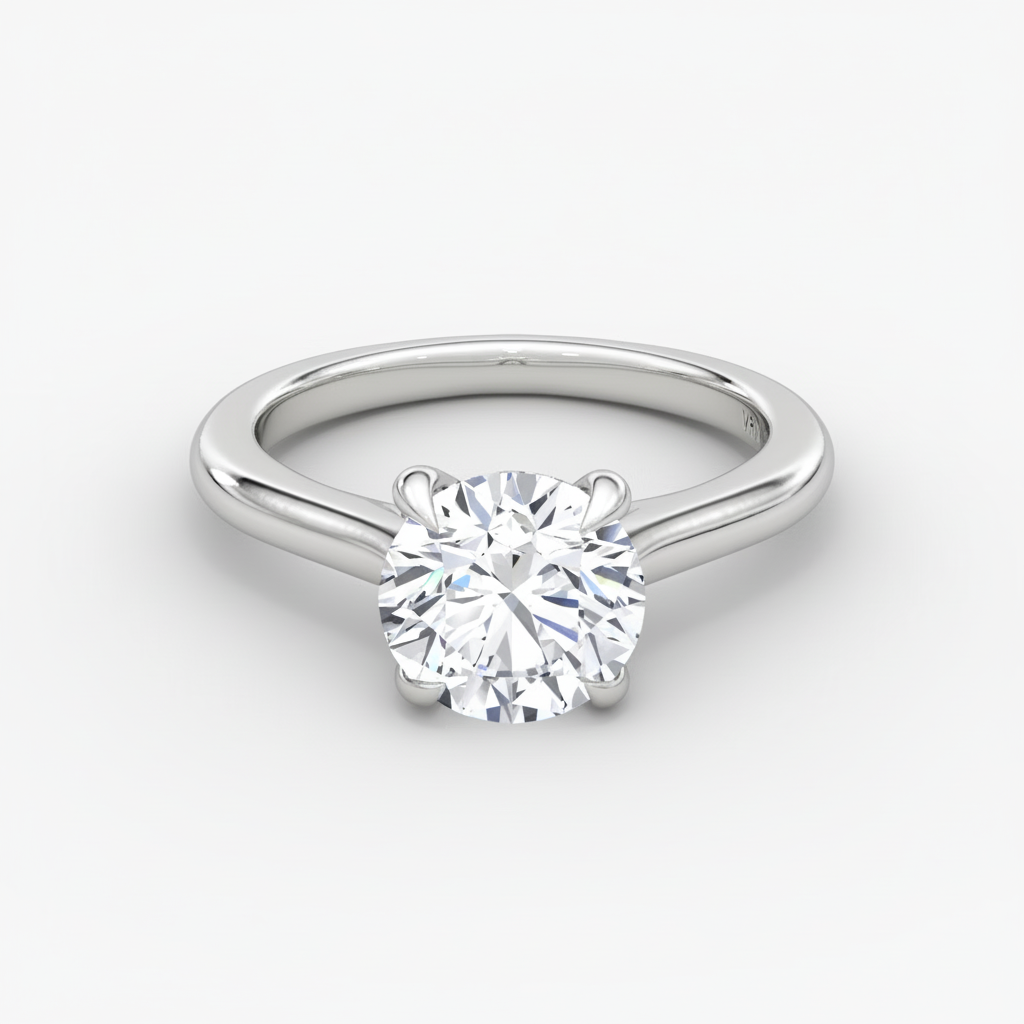 Round Brilliant 14k White Gold - Front View