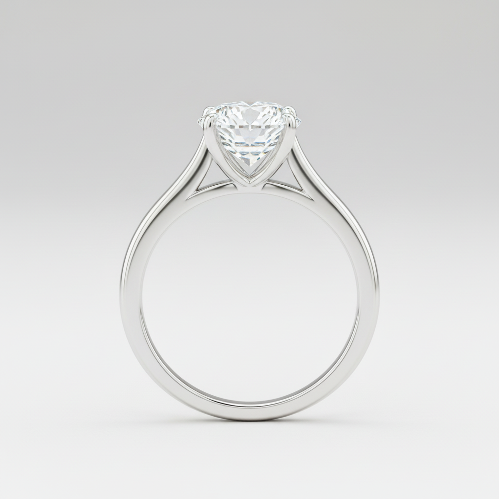 Round Brilliant 14k White Gold - Profile View