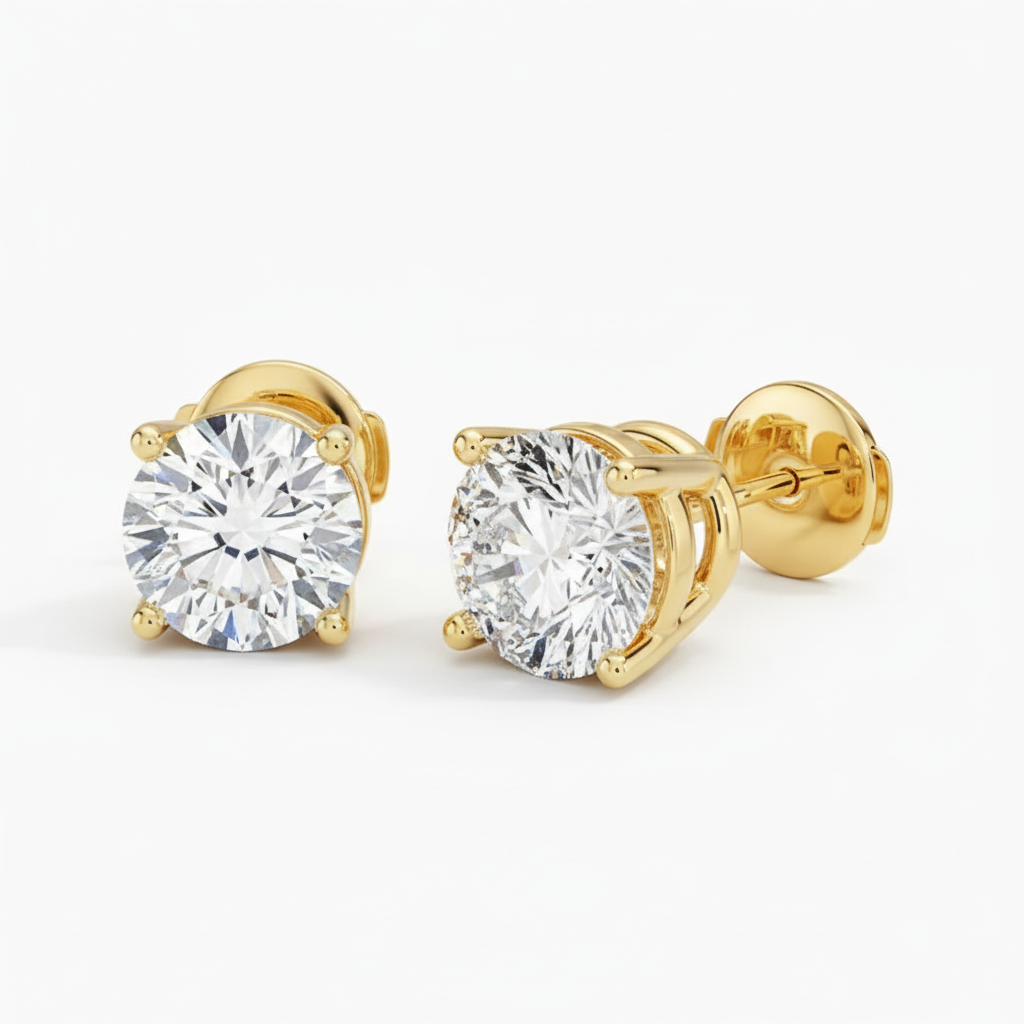 Yellow Gold Studs View 4